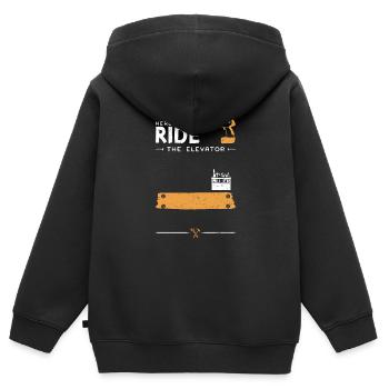 Je suis juste ici pour prendre l’ascenseur - Sweat Premium à capuche zippé enfant bio - noir - Dos - AI Model Kid Male (0cm)