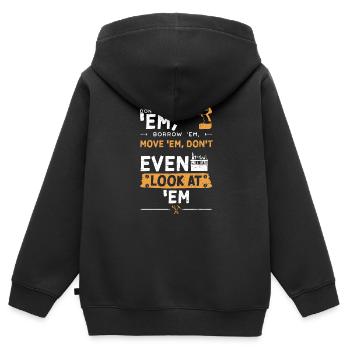 Tool Rules Don't Touch 'Em, Borr... - Kinder Premium Organic Zip Hoodie - Schwarz - Hinten - AI Model Kid Male (0cm)