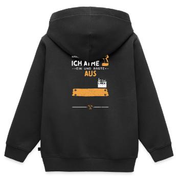 Ich Bin Handwerker Ich Atme Ein... - Kinder Premium Organic Zip Hoodie - Schwarz - Hinten - AI Model Kid Male (0cm)
