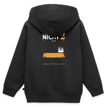 Wer Nicht Flucht Arbeitet Nicht Gut - Kinder Premium Organic Zip Hoodie - Schwarz - Hinten - AI Model Kid Male (0cm)