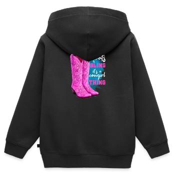 Stiefel und Bling - Kinder Premium Organic Zip Hoodie - Schwarz - Hinten - AI Model Kid Male (0cm)
