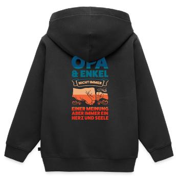 Opa & Enkel Familie Enkel Geschenk - Kinder Premium Organic Zip Hoodie - Schwarz - Hinten - AI Model Kid Male (0cm)