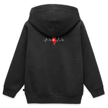 Battement de coeur de la Tunisie, drapeau tunisien - Sweat Premium à capuche zippé enfant bio - noir - Dos - AI Model Kid Male (0cm)