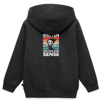 So Viele Idioten Und Nur Eine Sense - Kinder Premium Organic Zip Hoodie - Schwarz - Hinten - AI Model Kid Male (0cm)