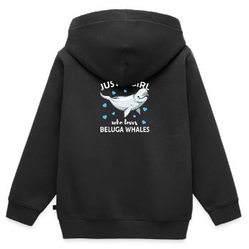 Béluga baleine béluga mignon cadeau - Sweat Premium à capuche zippé enfant bio - noir - Dos - AI Model Kid Male (0cm)