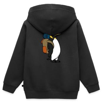 Wanderer Wildtiere Natur Wandern Pinguingebirge - Kinder Premium Organic Zip Hoodie - Schwarz - Hinten - AI Model Kid Male (0cm)