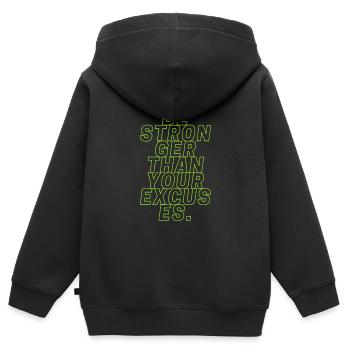 Plus fort - Sweat Premium à capuche zippé enfant bio - noir - Dos - AI Model Kid Male (0cm)