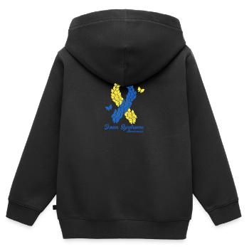 Sensibilisation au syndrome de Down - Sweat Premium à capuche zippé enfant bio - noir - Dos - AI Model Kid Male (0cm)