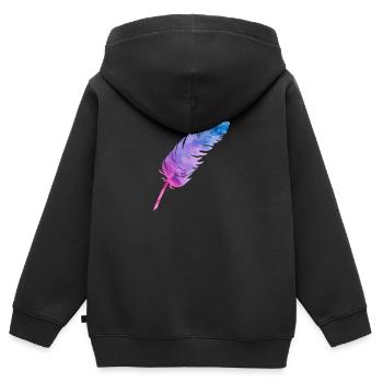 Colorful feather in purple tones - Kids Premium Organic Zip-up Hoodie - black - Back - AI Model Kid Male (0cm)