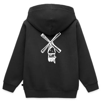 Moulin à vent vintage minimaliste nostalgique - Sweat Premium à capuche zippé enfant bio - noir - Dos - AI Model Kid Male (0cm)