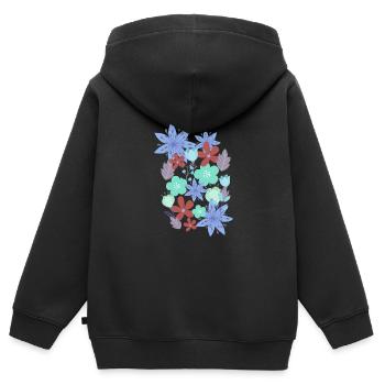 fleurs, fleurs, printemps, fleurs - Sweat Premium à capuche zippé enfant bio - noir - Dos - AI Model Kid Male (0cm)