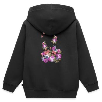 fleurs,vignes,fleurs,graffiti,peinture,fleur - Sweat Premium à capuche zippé enfant bio - noir - Dos - AI Model Kid Male (0cm)