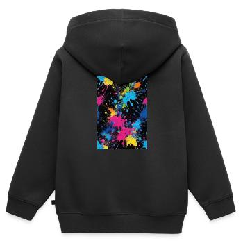 taches de couleur, éclaboussure, couleur, blobs, coloré - Sweat Premium à capuche zippé enfant bio - noir - Dos - AI Model Kid Male (0cm)