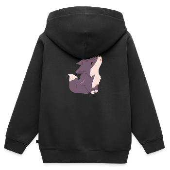 Loup doux - Sweat Premium à capuche zippé enfant bio - noir - Dos - AI Model Kid Male (0cm)
