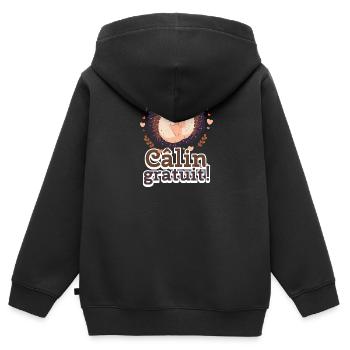 Câlin gratuit. Hérissons mignons - Sweat Premium à capuche zippé enfant bio - noir - Dos - AI Model Kid Male (0cm)