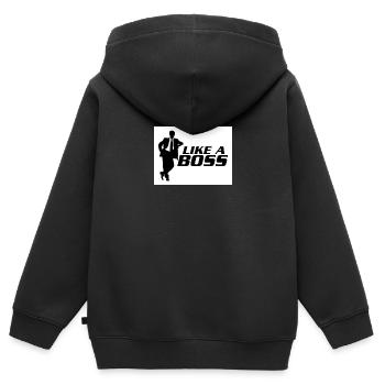 CHEF - Kinder Premium Organic Zip Hoodie - Schwarz - Hinten - AI Model Kid Male (0cm)