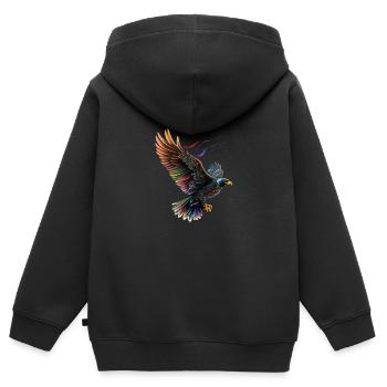 EAGLE IM FLUG - Kinder Premium Organic Zip Hoodie - Schwarz - Hinten - AI Model Kid Male (0cm)