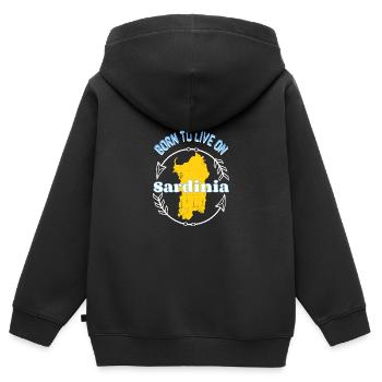 Sardaigne Italie dicton d'été - Sweat Premium à capuche zippé enfant bio - noir - Dos - AI Model Kid Male (0cm)