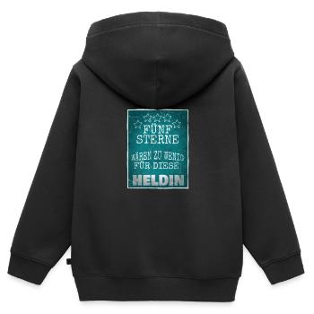 Fünf Sterne für Heldin - Kinder Premium Organic Zip Hoodie - Schwarz - Hinten - AI Model Kid Male (0cm)
