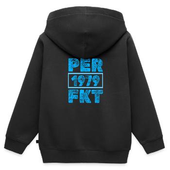 Perfect 1979 - Kinder Premium Organic Zip Hoodie - Schwarz - Hinten - AI Model Kid Male (0cm)