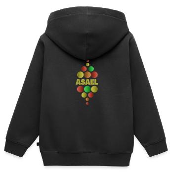 Erstklässler Asael - Kinder Premium Organic Zip Hoodie - Schwarz - Hinten - AI Model Kid Male (0cm)