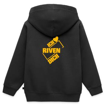 Couple Riven - Sweat Premium à capuche zippé enfant bio - noir - Dos - AI Model Kid Male (0cm)