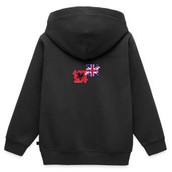 Albanien Britische Flagge Britisch Albanisch - Kinder Premium Organic Zip Hoodie - Schwarz - Hinten - AI Model Kid Male (0cm)