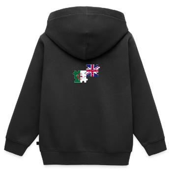 Algerien Britische Flagge Britisch Algerisch - Kinder Premium Organic Zip Hoodie - Schwarz - Hinten - AI Model Kid Male (0cm)
