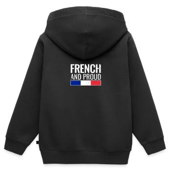 Français et fière France Français Français - Sweat Premium à capuche zippé enfant bio - noir - Dos - AI Model Kid Male (0cm)