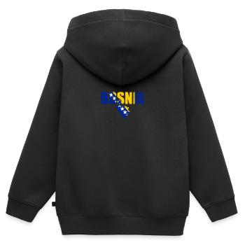 Bosnia Vintage Karte Bosnien Flagge Bosnier - Kinder Premium Organic Zip Hoodie - Schwarz - Hinten - AI Model Kid Male (0cm)