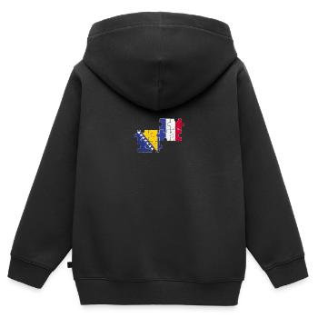 Bosnien Frankreich Vintage Flagge Bosnier - Kinder Premium Organic Zip Hoodie - Schwarz - Hinten - AI Model Kid Male (0cm)