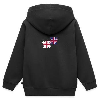 Angleterre Drapeau britannique de l’anglais britannique - Sweat Premium à capuche zippé enfant bio - noir - Dos - AI Model Kid Male (0cm)