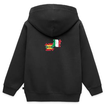 Grenade Italie Drapeau Grenade Italien - Sweat Premium à capuche zippé enfant bio - noir - Dos - AI Model Kid Male (0cm)