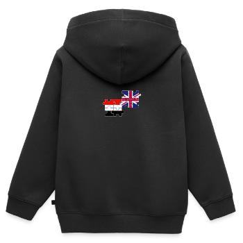 Yémen Drapeau britannique Yéménite britannique - Sweat Premium à capuche zippé enfant bio - noir - Dos - AI Model Kid Male (0cm)