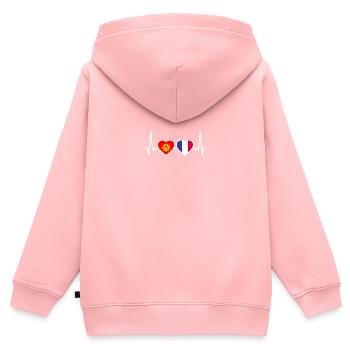 Kirgisistan Frankreich Herzschlag Flagge Kirgise - Kinder Premium Organic Zip Hoodie - Rosa - Hinten - AI Model Kid Female (0cm)