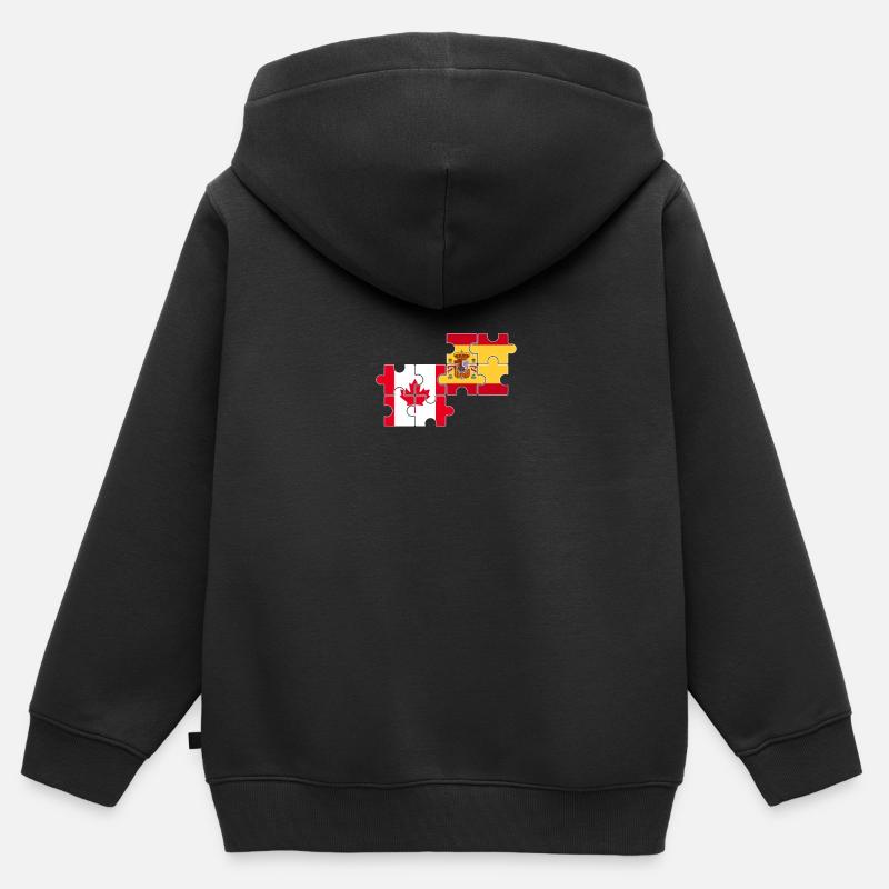 Canada Espagne Drapeau Hispano-Canadien - Sweat Premium à capuche zippé enfant bio - noir