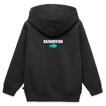Kazakhstan Map Kazakhstan Kazakh flag - Kids Premium Organic Zip-up Hoodie - black - Back - AI Model Kid Male (0cm)