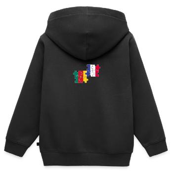 Kamerun Frankreich Flagge Französisch Kameruner - Kinder Premium Organic Zip Hoodie - Schwarz - Hinten - AI Model Kid Male (0cm)
