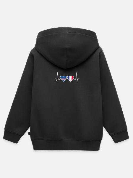 Cape Verde France Vintage Heartbeat Flag - Kids Premium Organic Zip-up Hoodie - black