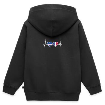 Cap-Vert France Heartbeat Flag Cap-Vert - Sweat Premium à capuche zippé enfant bio - noir - Dos - AI Model Kid Male (0cm)