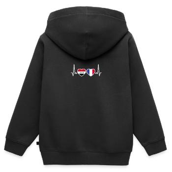 Irak France Heartbeat Flag Irakiens - Sweat Premium à capuche zippé enfant bio - noir - Dos - AI Model Kid Male (0cm)