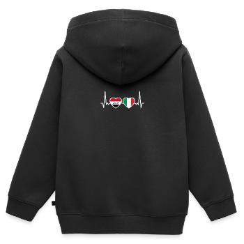 Irak Italien Herzschlag Flagge Italienisch Iraker - Kinder Premium Organic Zip Hoodie - Schwarz - Hinten - AI Model Kid Male (0cm)