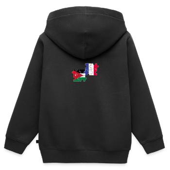 Jordanien Frankreich Flagge Französisch Jordanier - Kinder Premium Organic Zip Hoodie - Schwarz - Hinten - AI Model Kid Male (0cm)