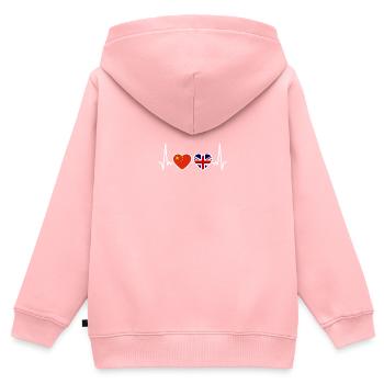 Chine Royaume-Uni Heartbeat Flag Chinois britannique - Sweat Premium à capuche zippé enfant bio - rose - Dos - AI Model Kid Female (0cm)