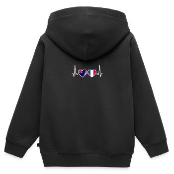 Cayman Islands Frankreich Herzschlag Flagge - Kinder Premium Organic Zip Hoodie - Schwarz - Hinten - AI Model Kid Male (0cm)