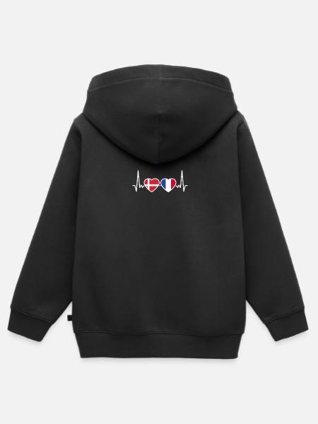 Danemark France Heartbeat Flag Dane - Sweat Premium à capuche zippé enfant bio - noir