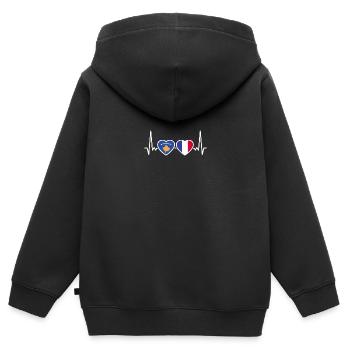 Kosovo France Heartbeat Flag Kosovars - Sweat Premium à capuche zippé enfant bio - noir - Dos - AI Model Kid Male (0cm)