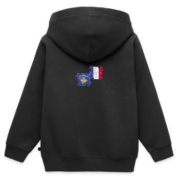 Kosovo France Drapeau Vintage Kosovars - Sweat Premium à capuche zippé enfant bio - noir - Dos - AI Model Kid Male (0cm)