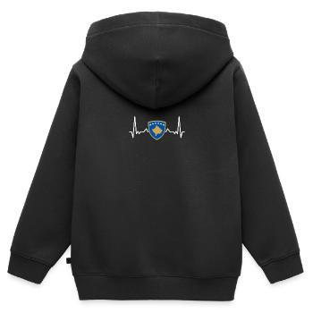 Armoiries du Kosovo Drapeau kosovar - Sweat Premium à capuche zippé enfant bio - noir - Dos - AI Model Kid Male (0cm)