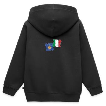 Kosovo Italie Drapeau Kosovar italien - Sweat Premium à capuche zippé enfant bio - noir - Dos - AI Model Kid Male (0cm)